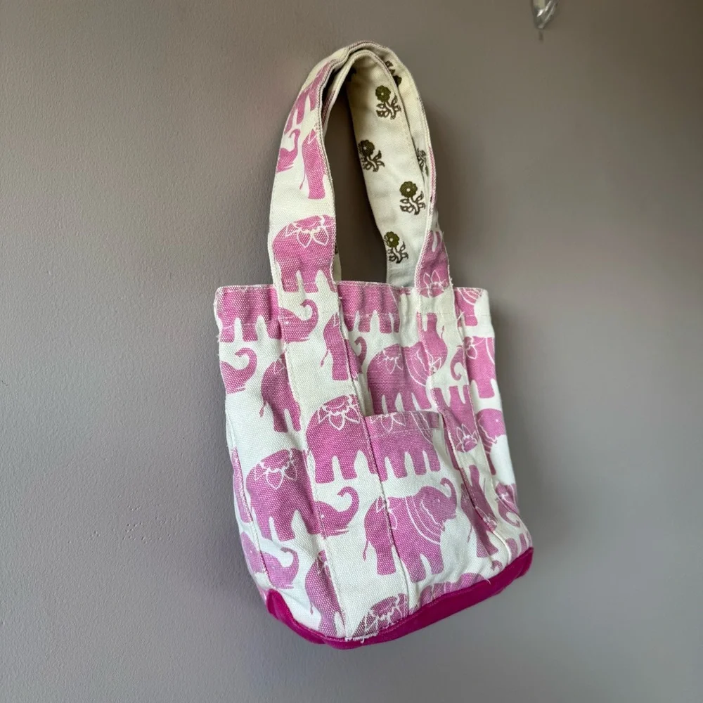 Pink Chicken New York Pink Elephant Mini Canvas Tote‎ Bag